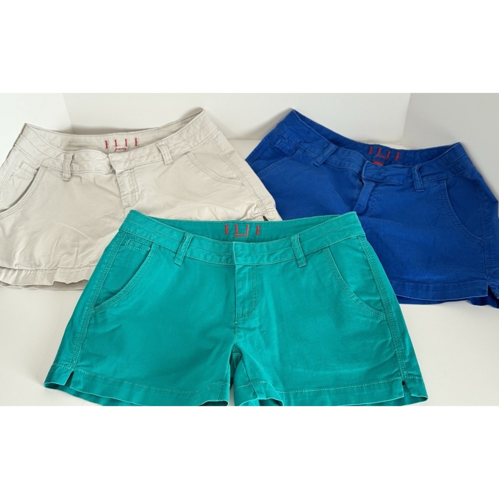 Lot of 3 Elle Paris Cuffed‎ Mid Rise Shorts Womens Size 4 Classic Summer